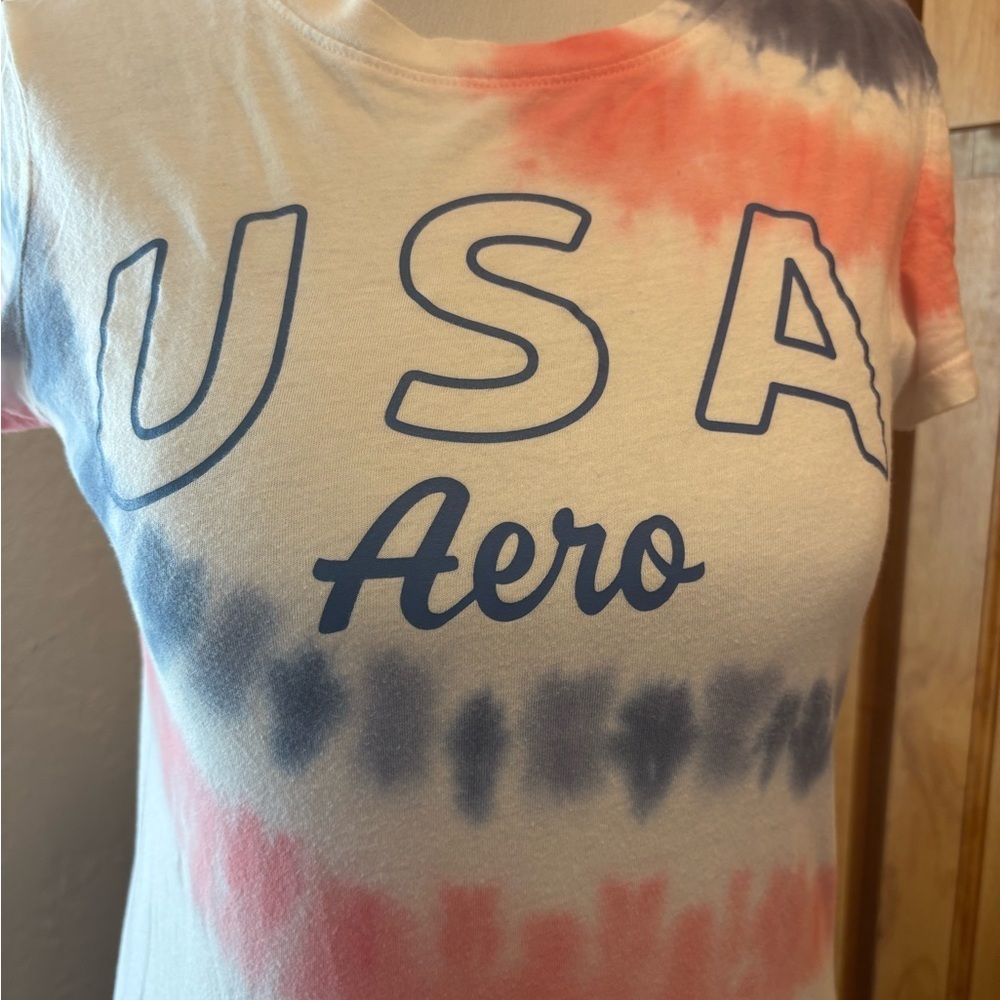 Aeropostale Classic Crew Women's USA Tie-Dye Tee Medium - Picture 2 of 6